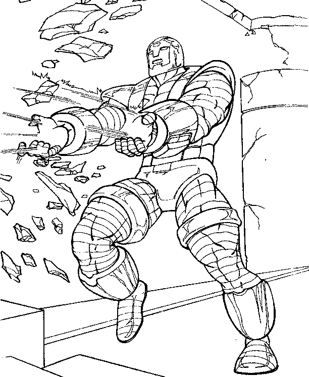 coloriage iron man lance un laser